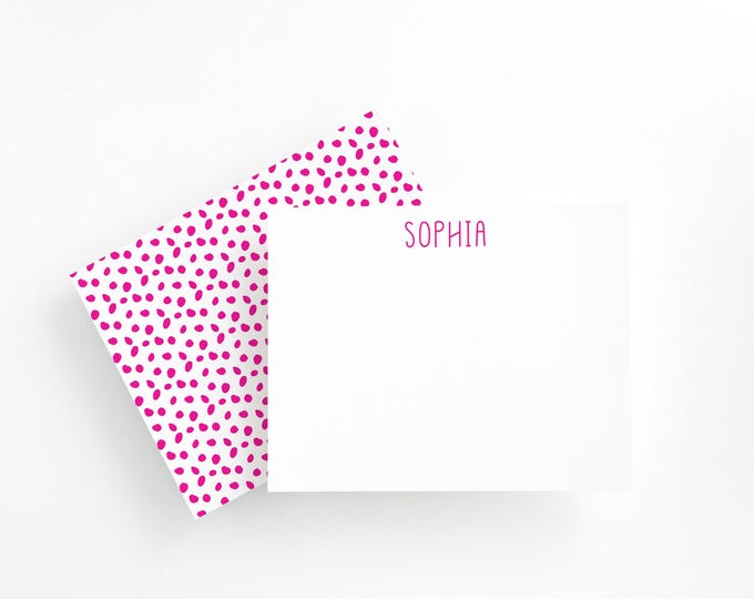 Personalized Flat Stationery Set for Girls, Colorful Modern Writing Set for Kids, Custom Flat Notecards, Personalized Gifts