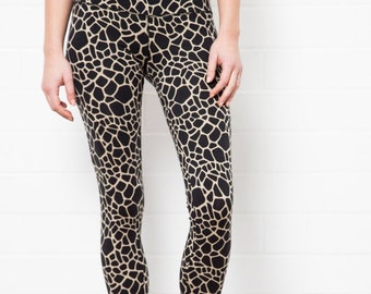 GIRAFFE cream black PERFECT LEGGINGS - Lounge Wear - Yoga Tights - Yoga Wear - Dance Clothes - Printed Leggings - Animal Print - Active Wear