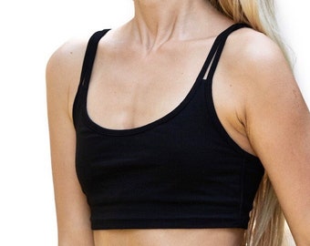 SPORTOWY BIUSTONOSZ - Biustonosz do jogi - Biustonosz z krzyżowanymi plecami - Czarny - Strój do jogi - Biustonosz - Sportowy top - wbudowany biustonosz - Strój do tańca - Krótki top -
