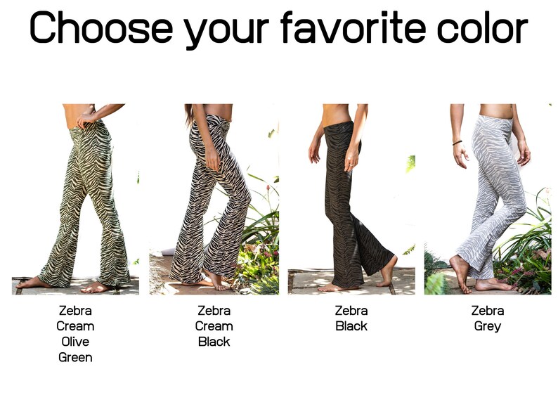 Black ZEBRA Print Pants, Bootcut Leggings, Flare Leggings, Boot Leg