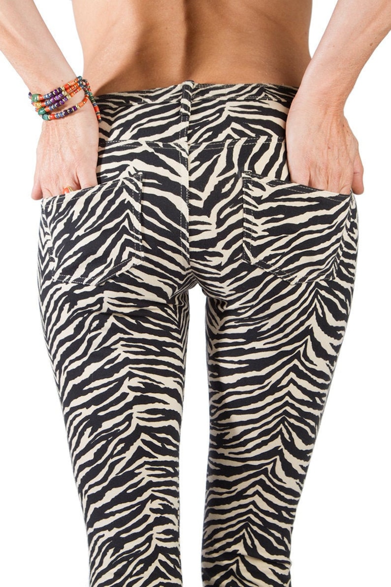 Lycra Jeans Tights Cream Black ZEBRA Jeans Tights | Etsy