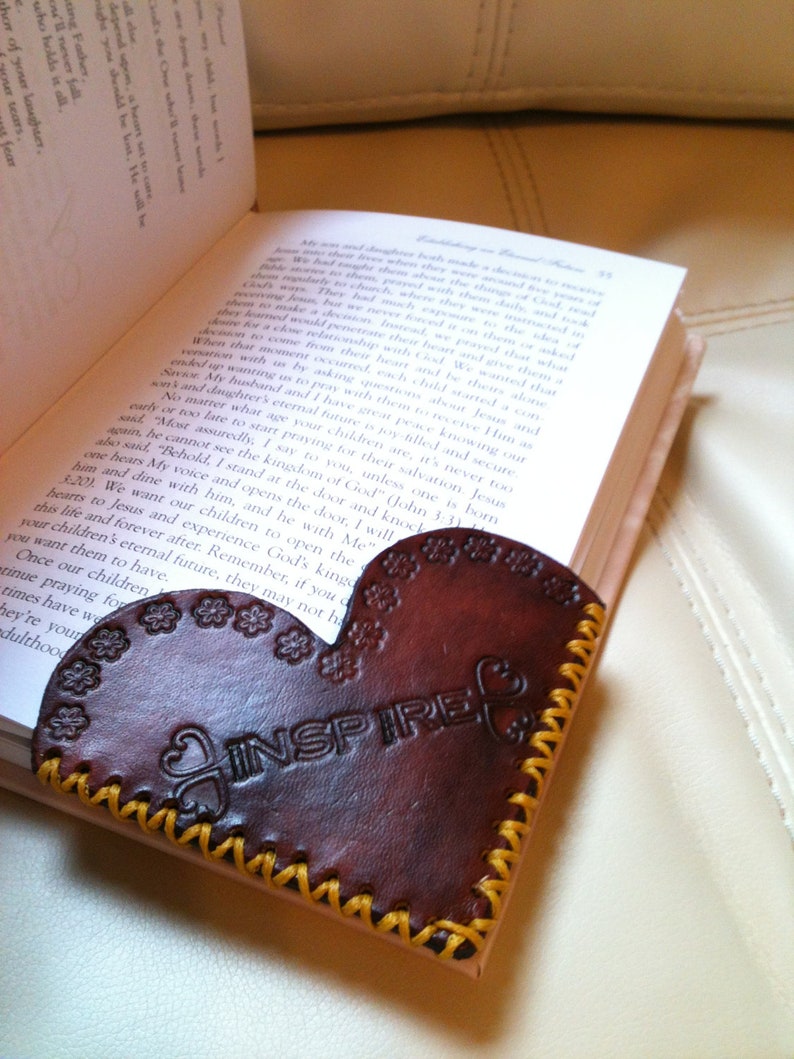 Leather Corner Bookmark Heart Shape Custom Etsy