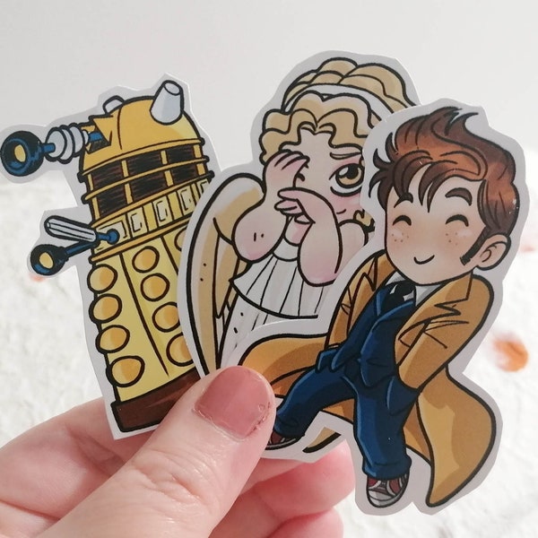 Doctor Who - Dalek & Weeping Angel - stickers chibi, kawaii, fan art