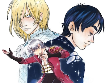 A4 / A5 Viktuuri, art print - Viktor Nikiforov, Yuuri Katsuki, Yuri Plisetsky, ユーリ on ICE, ユーリ オン アイス