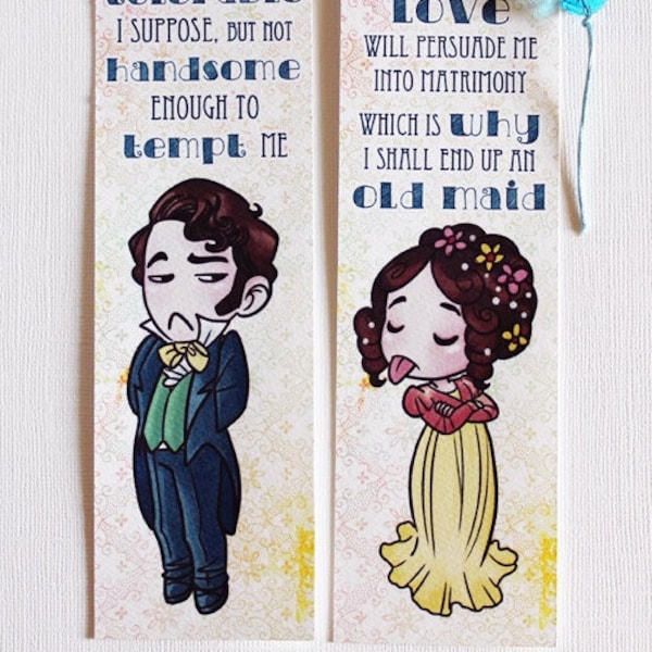 Elizabeth Bennet & Mr Darcy, Stolz und Vorurteil – Lesezeichen aus Papier