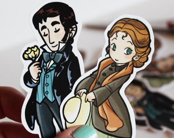 Margaret Hale and John Thornton, North & South  - stickers chibi