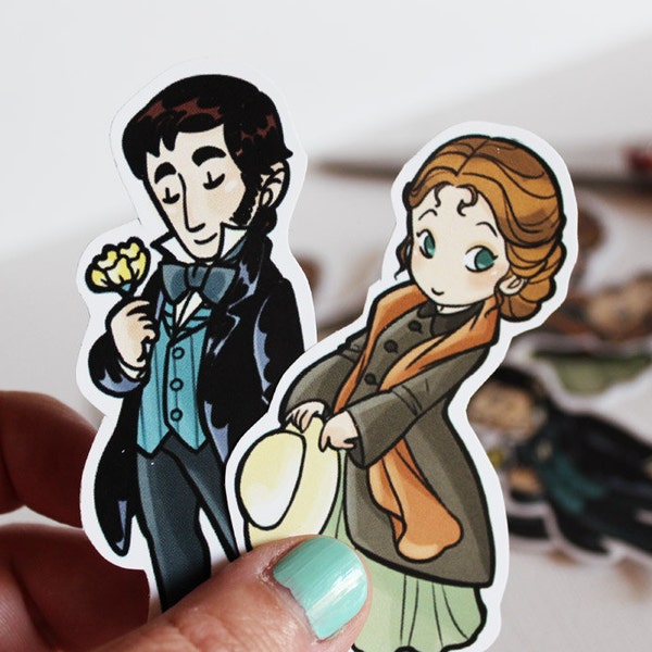 Margaret Hale and John Thornton, North & South  - stickers chibi