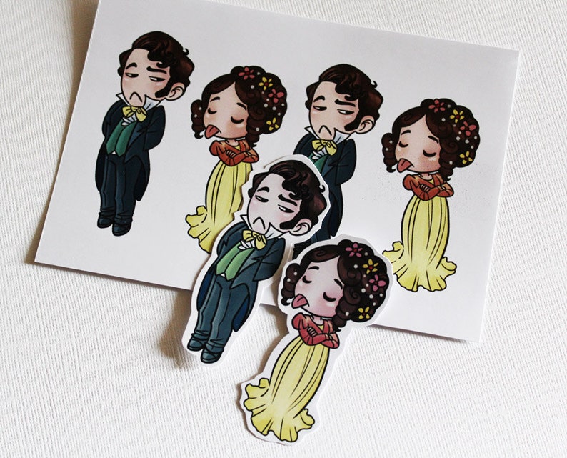 NEW SHINY Stickers: Elizabeth Bennet & Mr Darcy, Pride and Prejudice image 3