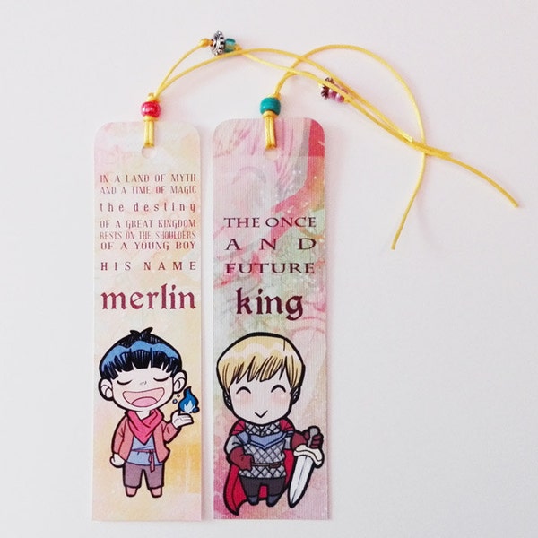 Merlin & Arthur BBC - illustrated paper bookmarks, print