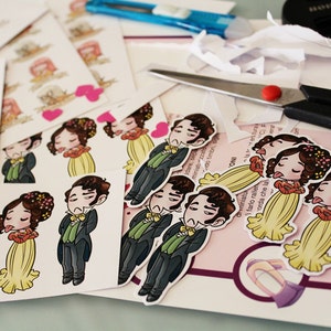 NEW SHINY Stickers: Elizabeth Bennet & Mr Darcy, Pride and Prejudice image 2