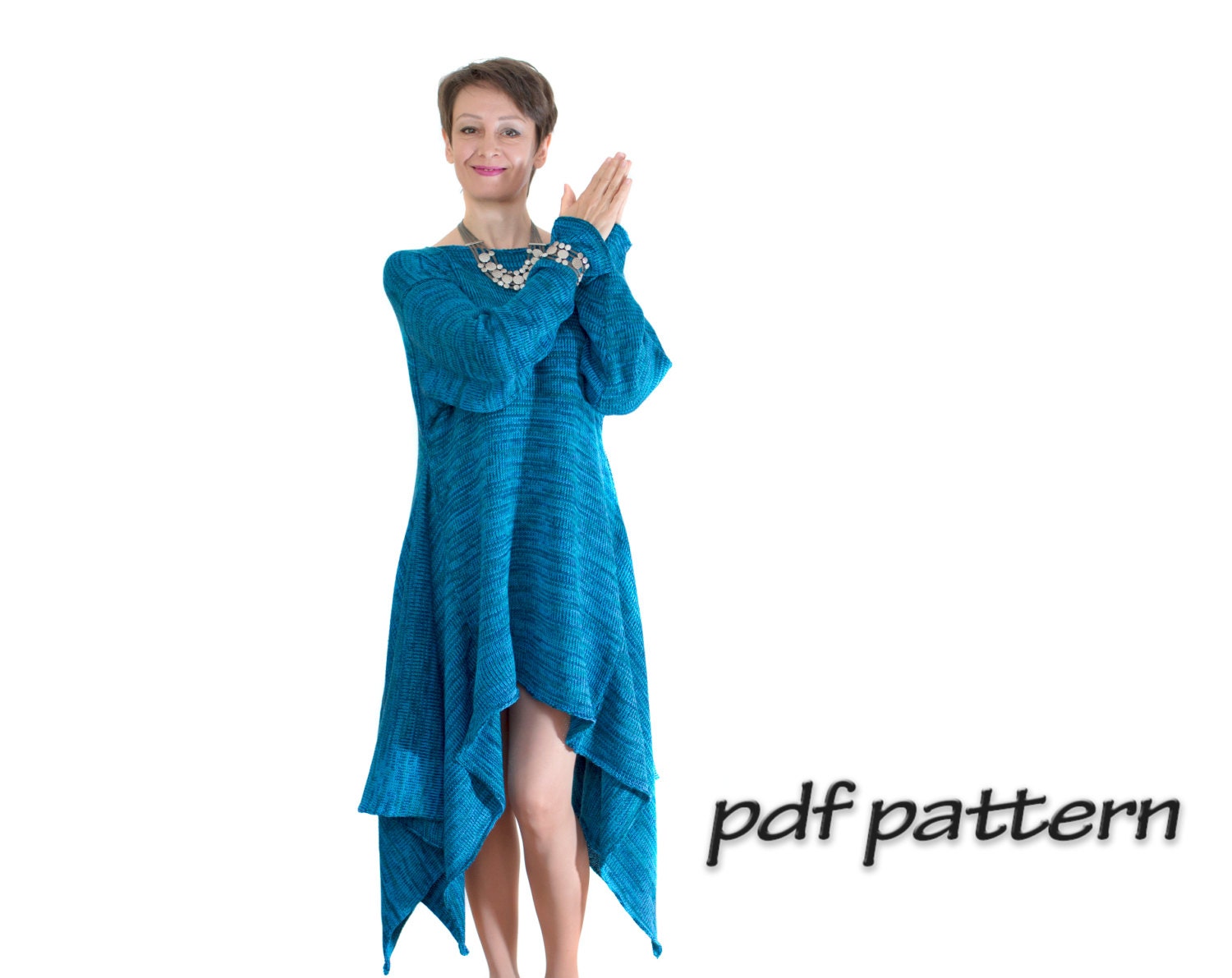 KNITTING PATTERN Indian blue sweater dress Knit sweater Lagenlook dre…