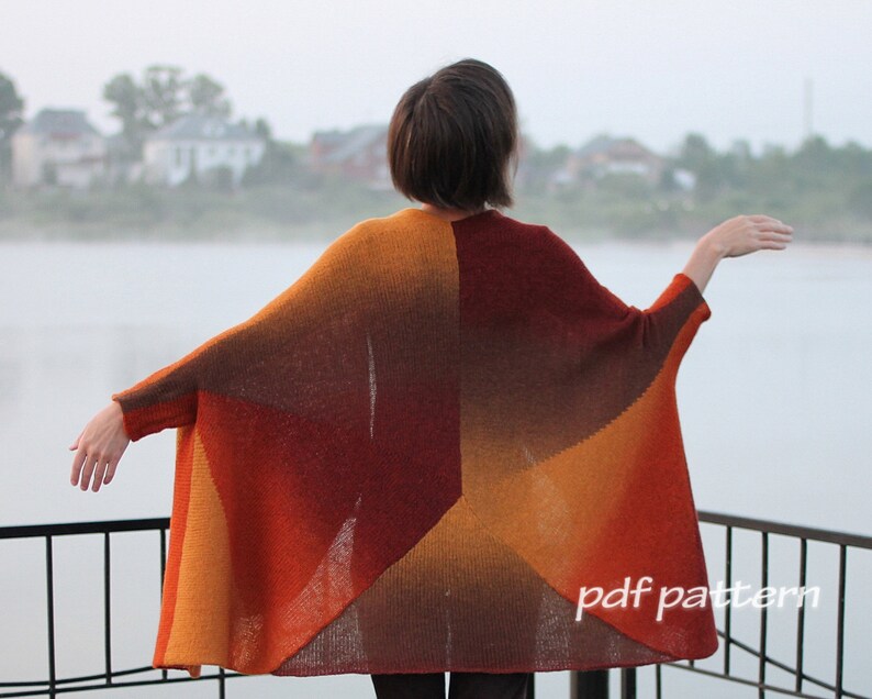 Pattern oversize orange and brown sweater Knitting Pattern Hand knitted Sweater Knitting Pattern Knitting Pattern Knitting Pattern sweater