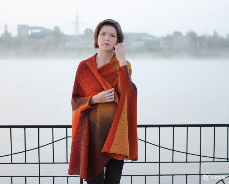 Pattern oversize orange and brown sweater Knitting Pattern Hand knitted Sweater Knitting Pattern Knitting Pattern Knitting Pattern sweater