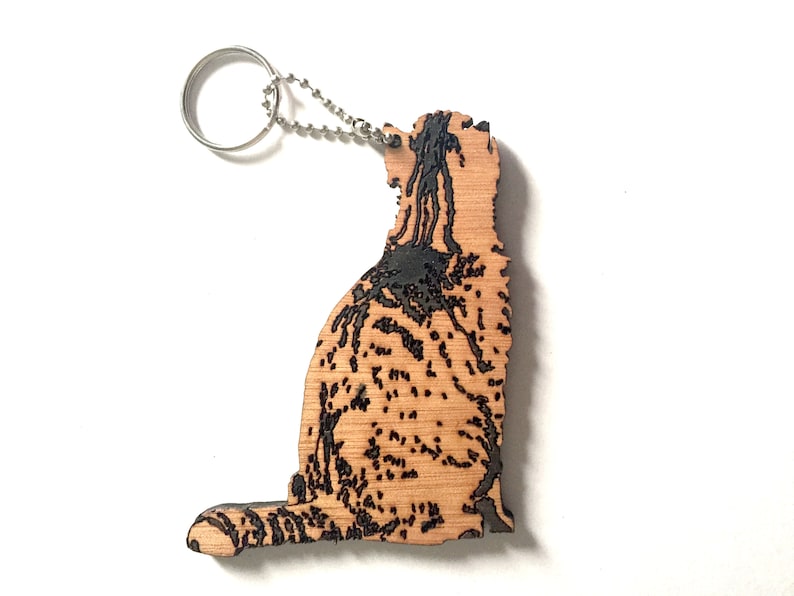 I/'m Happily Owned By A Tabby Cat Novelty Keyring Ideal Present//Gift