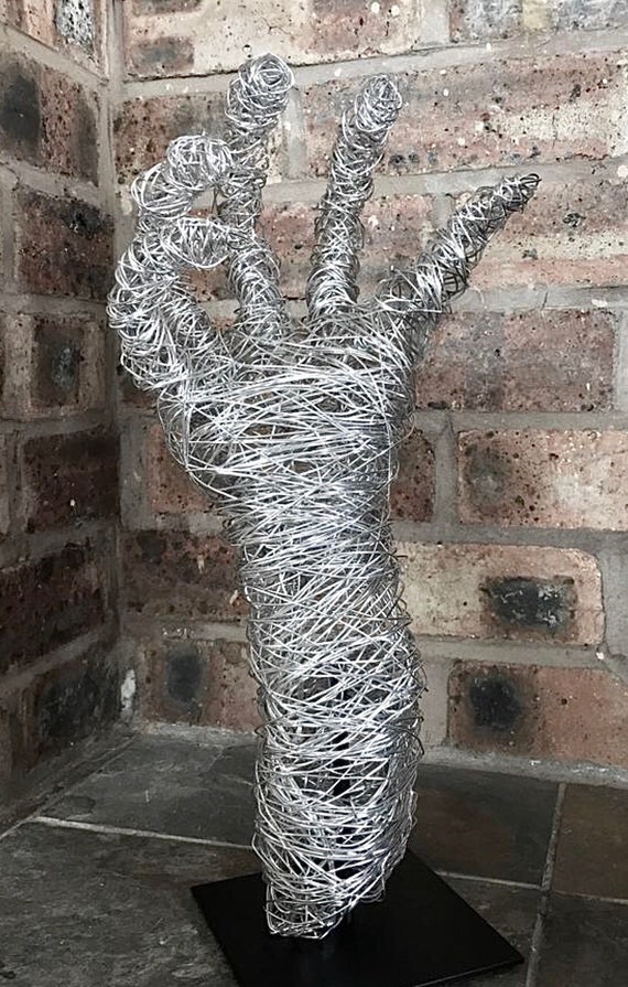 Wire Sculpture, Wire Wrapped Hand, Hand Art, Aluminium, Stainless Steel,  Wire Art, Sculpture, Indoors Outdoors 