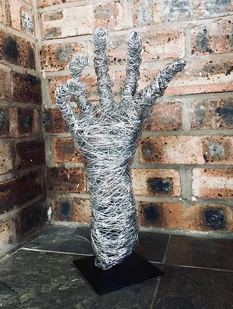 Wire Sculpture Wire Wrapped Hand Hand Art Aluminium - Etsy