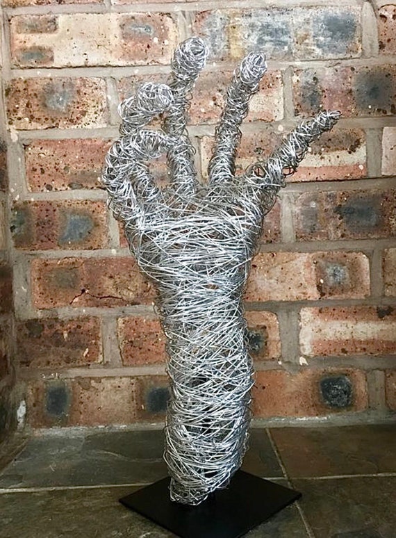 Wire Sculpture, Wire Wrapped Hand, Hand Art, Aluminium, Stainless Steel, Wire  Art, Sculpture, Indoors Outdoors 