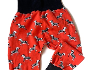 Coral orange zebra print jersey harem pants trousers toddler baby cloth nappy clothing harems