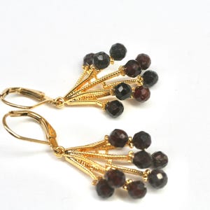 Ruby Red Stone Drop Earrings- Art Deco Earrings-Vintage Inspired- Great Gatsby- Dark Academia- Gold Earring
