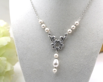Collana di perle di vetro rosa pallido, gioielli da damigella d'onore - Italia