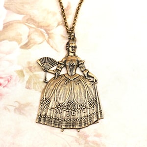 Marie Antoinette Necklace- Statement Necklace- Queen Necklace- Brass Necklace- Womans Necklace- Unique Necklace- Art Deco Necklace