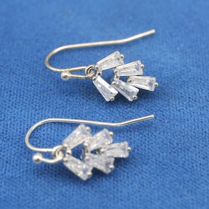 Art Deco Cubic Zirconia Earrings: Silver Plated Dainty Drop