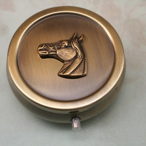 Bronze Horse Pill Box, Pill Case, Pill Organizer, Trinket Box, Small Round Pill Box, Horse Lover Gift, Equestrian Gift, Gift For Her Him image 6