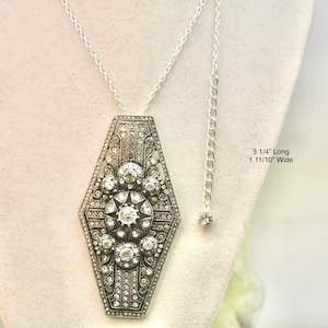 Rhinestone Crystal Statement Necklace: Vintage 1920s Art Deco Bridal