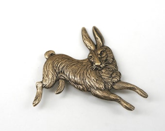 Hase Brosche - Kaninchen Brosche - Kaninchen Schmuck - Messing Brosche - Mantel Brosche - Schal Pin - Geschenk für sie, ihn