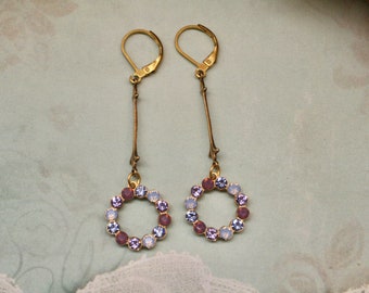 Art Deco Earrings- Crystal Earrings- Fleur De Lis Earrings- Flapper Earrings- Vintage Style- Long Dangle Earrings- Downtown Abbey