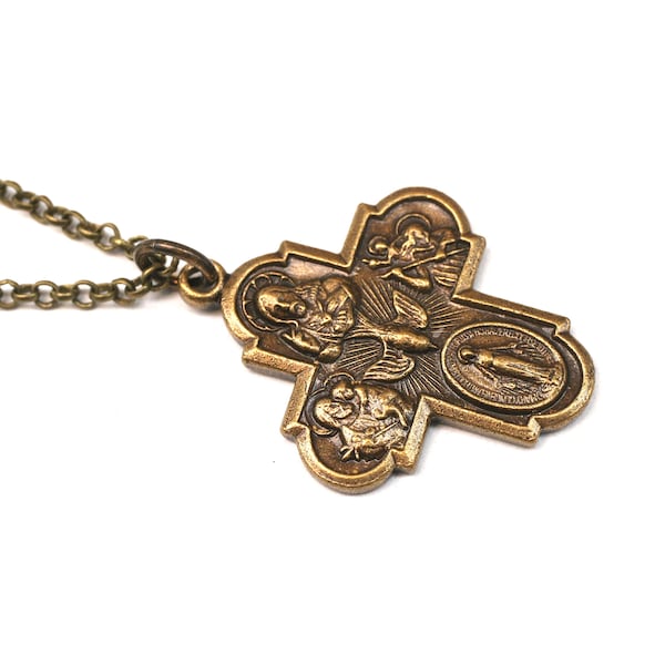 Cruciform Catholic Medal Necklace- Catholic Jewelry- Religious Jewelry- Religious Necklace