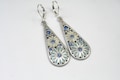 Silver Teardrop Earrings – Blue Crystal Flower Boho Dangle Earrings