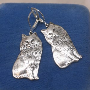 Silver Cat Earrings- Animal Earrings- Cat Lover Gift- Drop Earrings- Kitty Cat - Gift For Her Mom Friend Sister Wife- Silver Earrings