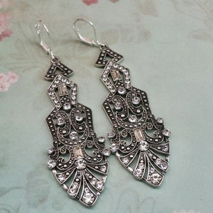 Crystal Art Deco Drop Earrings: Vintage Flapper Style