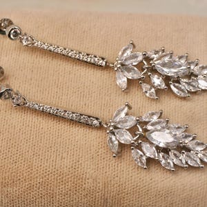 Long Cubic Zirconia Bridal Earrings: Art Deco Flapper Style