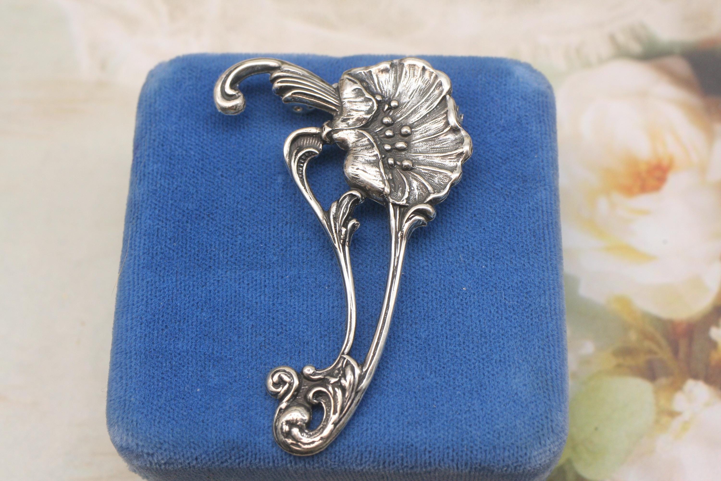 Broche Argent Art Nouveau Dalou Antique - Sterling - Occasion