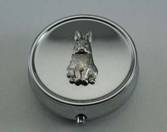 Silver Bunny Pill Box Case, Metal Pill Box, Travel Pill Box, Pocket Pill Box, Gift For Mom Dad