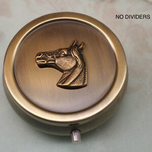 Bronze Horse Pill Box, Pill Case, Pill Organizer, Trinket Box, Small Round Pill Box, Horse Lover Gift, Equestrian Gift, Gift For Her Him image 1