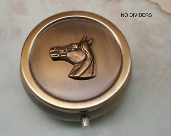 Bronze Horse Pill Box, Pill Case, Pill Organizer, Trinket Box, Small Round Pill Box, Horse Lover Gift, Equestrian Gift, Gift For Her Him