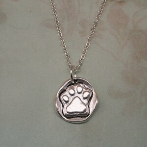 Paw Print Necklace: Silver Animal Jewelry, Dog Cat Lover Gift