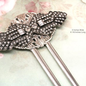 Crystal Art Deco Hair Stick- Hair Comb- Vintage Style Hair Comb- Hair Pick- Hair Accessories- Silver Hair Comb- Bridal Hair Comb