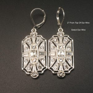 Art Deco Crystal Earrings: 1920s Vintage Style, Silver Plated