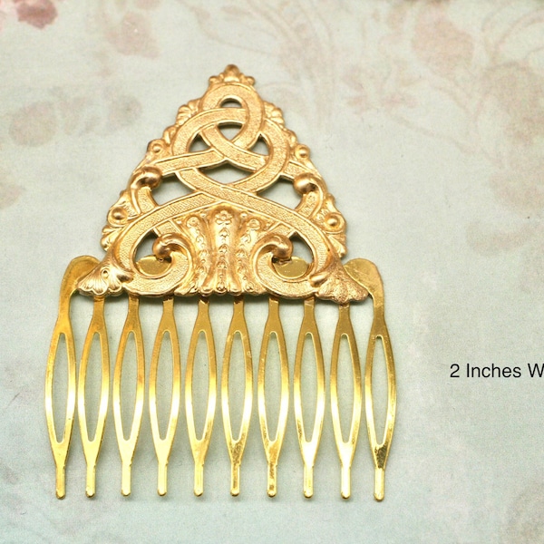 Celtic Hair Comb- Gold Hair Comb- Scroll Hair Comb- Hair Accessory- Hair Adornment- Irish Hair Comb- Bridal Hair Comb