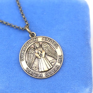 Vintage Inspired Guardian Angel Brass Necklace: Protection Jewelry