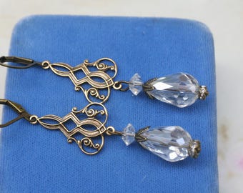 Orecchini a goccia di cristallo: orecchini pendenti da sposa in stile Art Déco