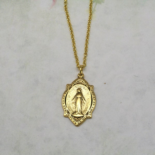 Mother Mary Necklace- Catholic Necklace- Catholic Jewelry- Religious Necklace Pendant- Religious Jewelry- Blessed Mother Necklace