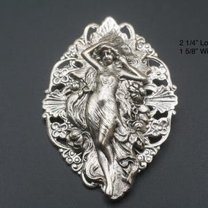 Art Nouveau Gudinnabrosch - Sterling Silverpläterad Filigran