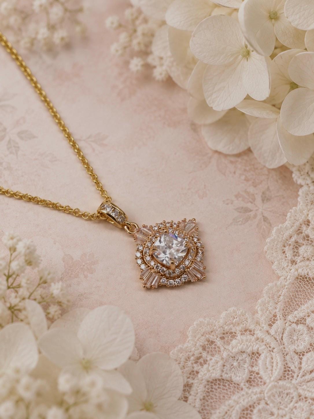 Fake Diamond Necklace Vintage - Etsy