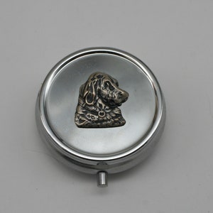 Silver Dog Pill Box: 3-Compartment Trinket Case, Dog Lover Gift