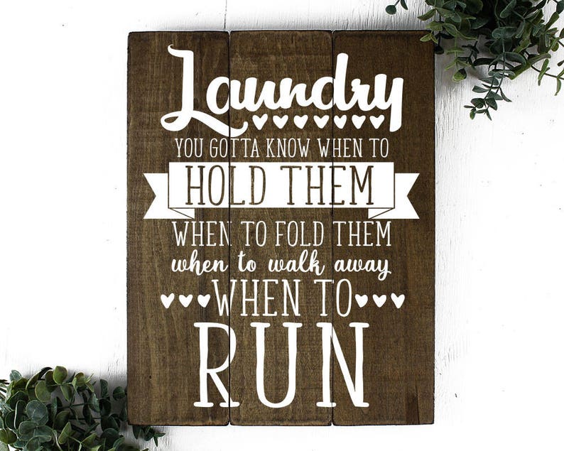 Rustic Wood Laundry Room Sign You Gotta Know When to Fold Them | Etsy